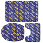 White And Yellow DNA Pattern Print 3 Piece Bath Mat Set