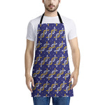 White And Yellow DNA Pattern Print Apron