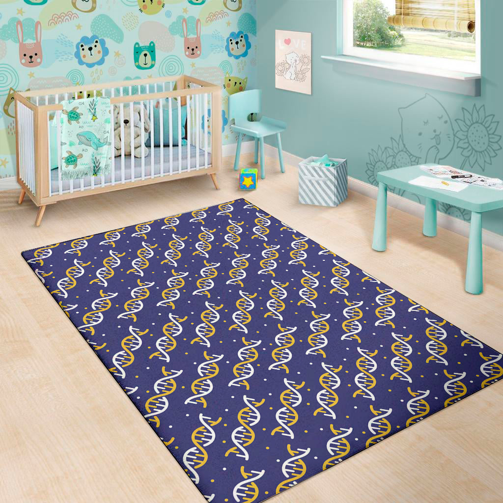 White And Yellow DNA Pattern Print Area Rug