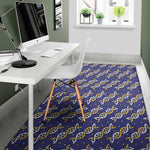 White And Yellow DNA Pattern Print Area Rug