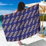 White And Yellow DNA Pattern Print Beach Sarong Wrap