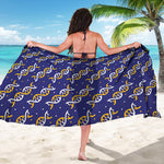 White And Yellow DNA Pattern Print Beach Sarong Wrap