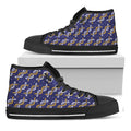 White And Yellow DNA Pattern Print Black High Top Sneakers