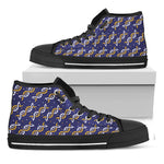 White And Yellow DNA Pattern Print Black High Top Shoes