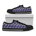 White And Yellow DNA Pattern Print Black Low Top Sneakers