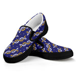 White And Yellow DNA Pattern Print Black Slip On Shoes