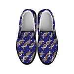White And Yellow DNA Pattern Print Black Slip On Shoes