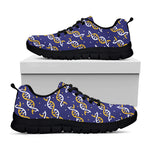 White And Yellow DNA Pattern Print Black Sneakers