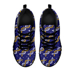 White And Yellow DNA Pattern Print Black Sneakers