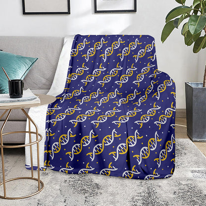 White And Yellow DNA Pattern Print Blanket