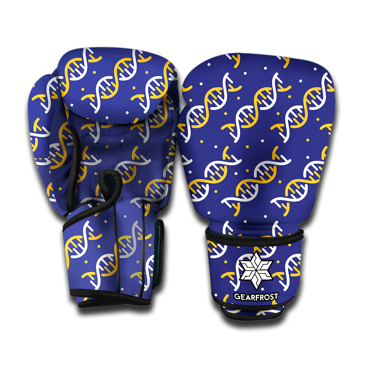 White And Yellow DNA Pattern Print Boxing Gloves