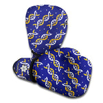 White And Yellow DNA Pattern Print Boxing Gloves