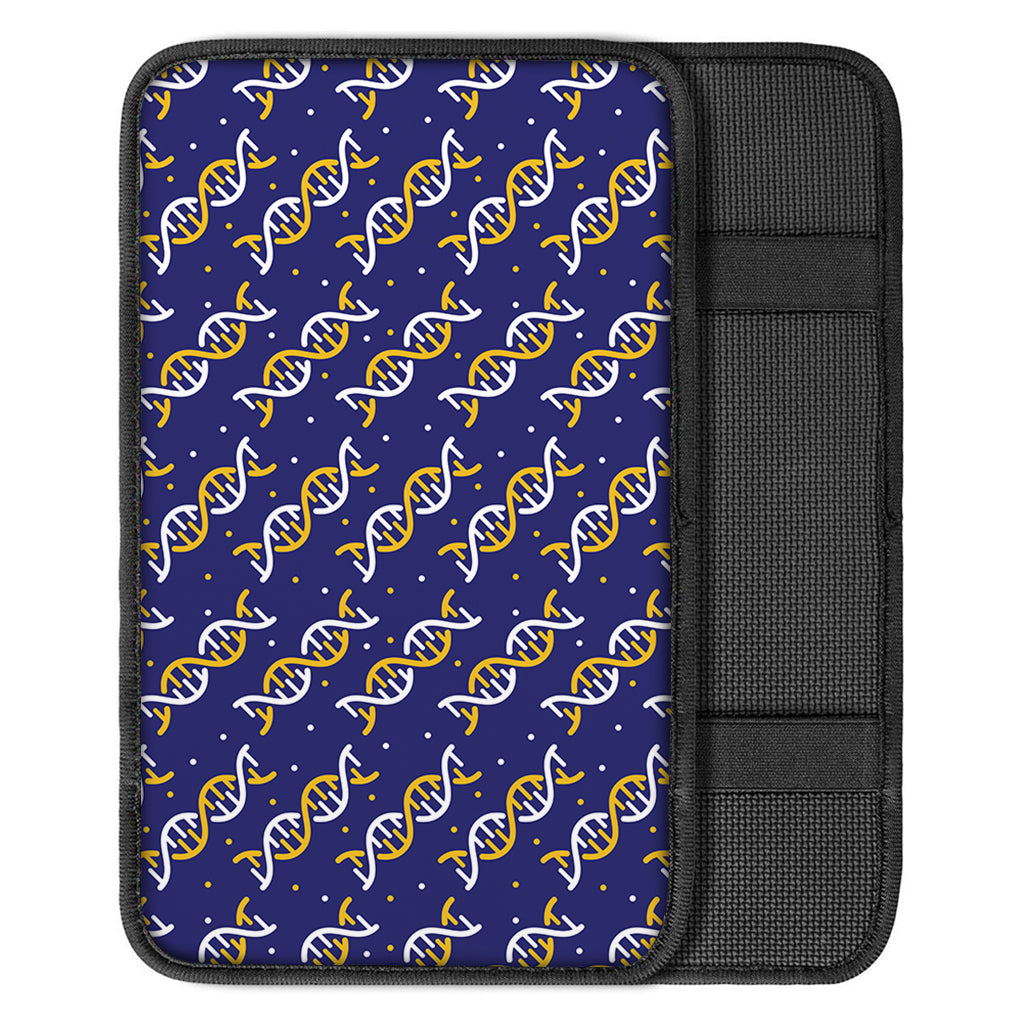 White And Yellow DNA Pattern Print Car Center Console Cover