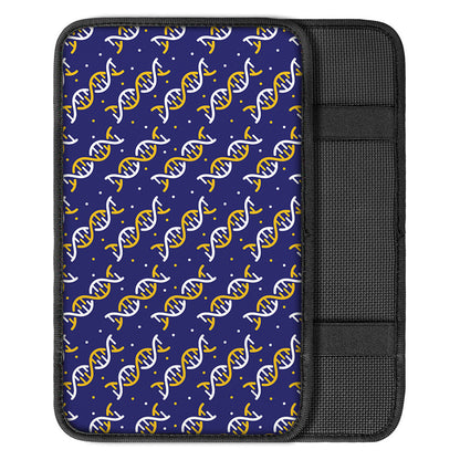 White And Yellow DNA Pattern Print Car Center Console Cover