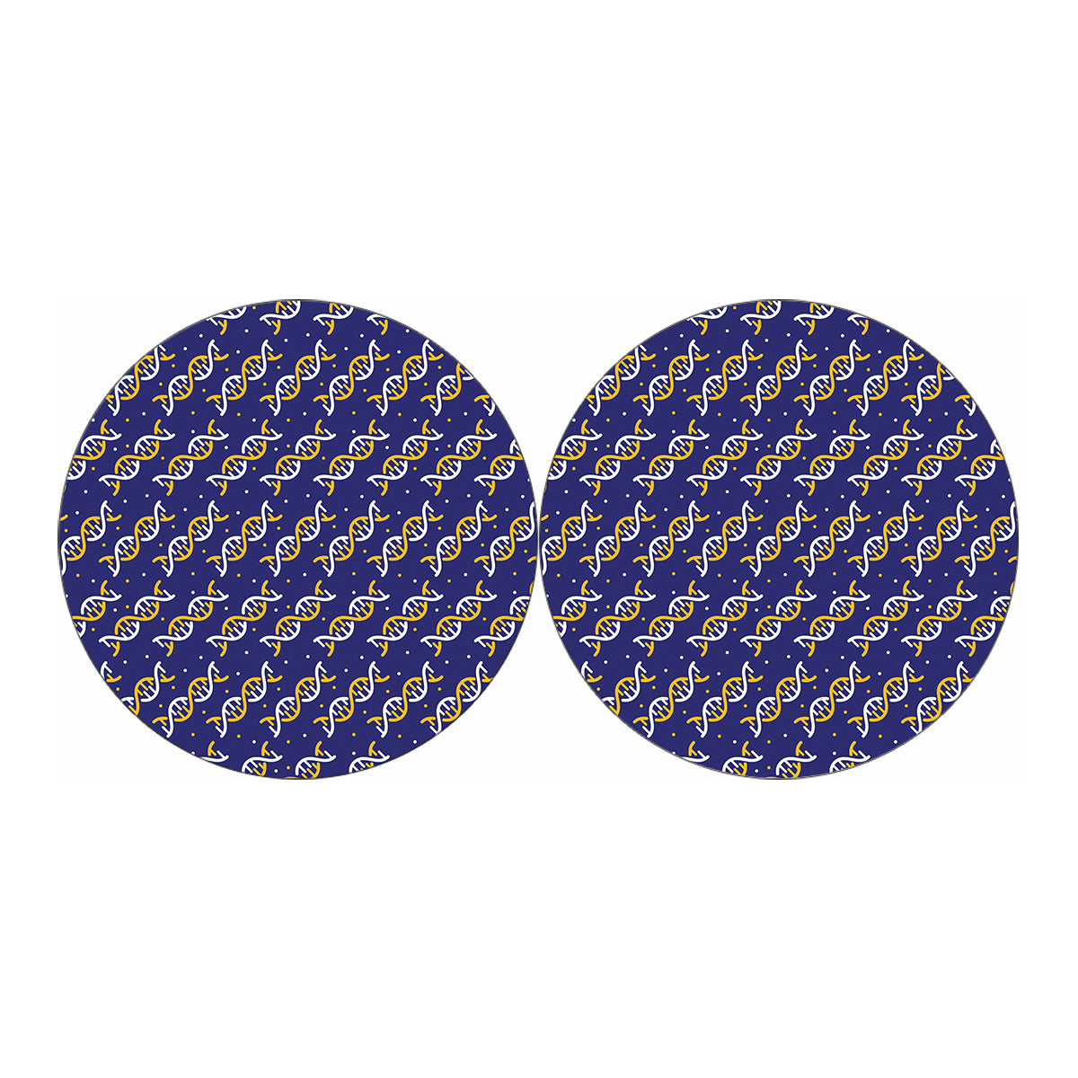 White And Yellow DNA Pattern Print Car Coasters