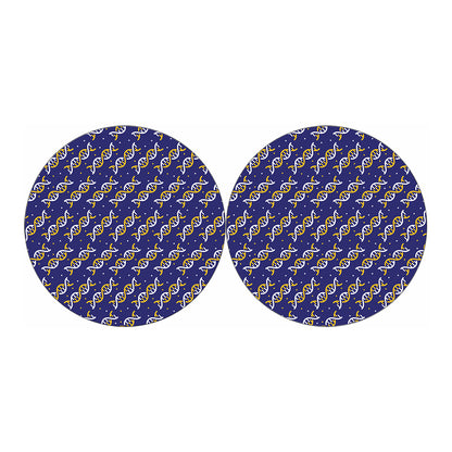 White And Yellow DNA Pattern Print Car Coasters
