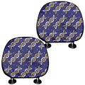 White And Yellow DNA Pattern Print Car Headrest Covers