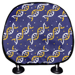 White And Yellow DNA Pattern Print Car Headrest Covers