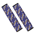 White And Yellow DNA Pattern Print Car Seat Belt Covers