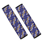 White And Yellow DNA Pattern Print Car Seat Belt Covers