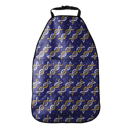 White And Yellow DNA Pattern Print Car Seat Organizers