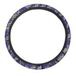 White And Yellow DNA Pattern Print Car Steering Wheel Cover