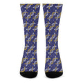 White And Yellow DNA Pattern Print Crew Socks