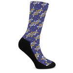 White And Yellow DNA Pattern Print Crew Socks