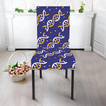 White And Yellow DNA Pattern Print Dining Chair Slipcover