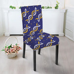 White And Yellow DNA Pattern Print Dining Chair Slipcover