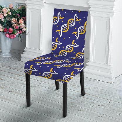 White And Yellow DNA Pattern Print Dining Chair Slipcover