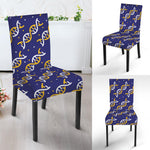 White And Yellow DNA Pattern Print Dining Chair Slipcover