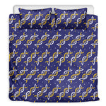 White And Yellow DNA Pattern Print Duvet Cover Bedding Set