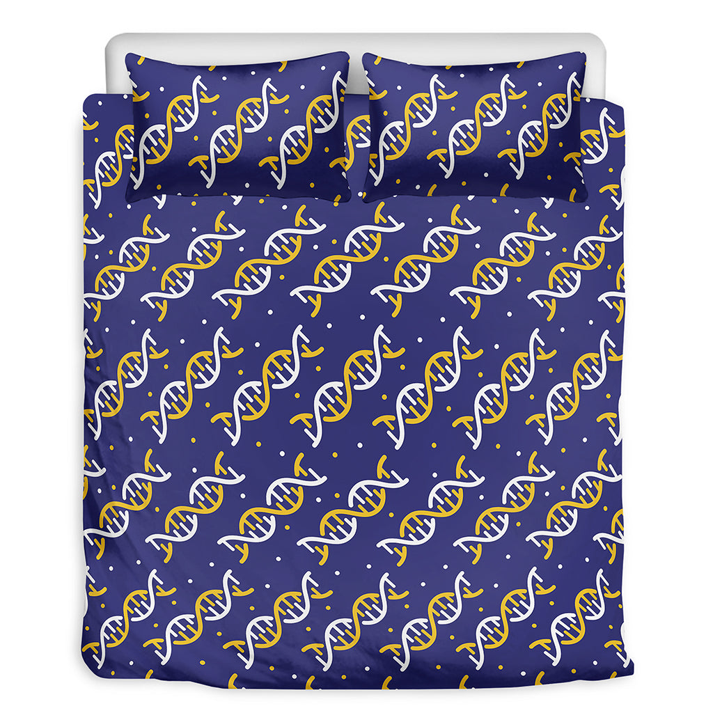 White And Yellow DNA Pattern Print Duvet Cover Bedding Set