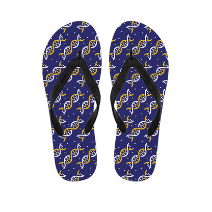 White And Yellow DNA Pattern Print Flip Flops