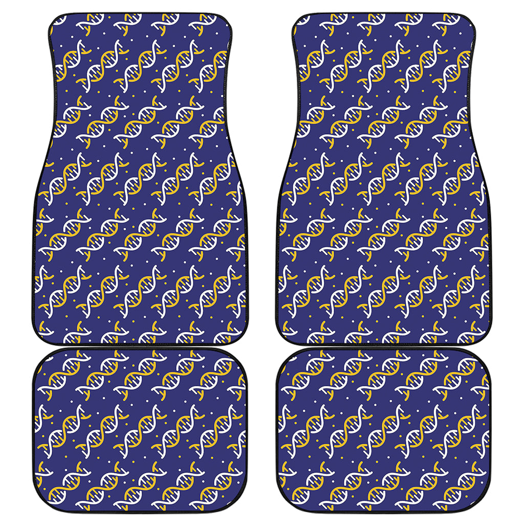 White And Yellow DNA Pattern Print Front and Back Car Floor Mats