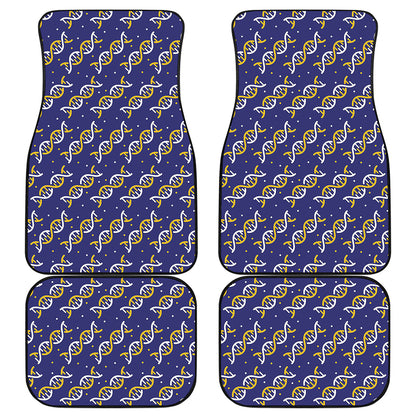 White And Yellow DNA Pattern Print Front and Back Car Floor Mats