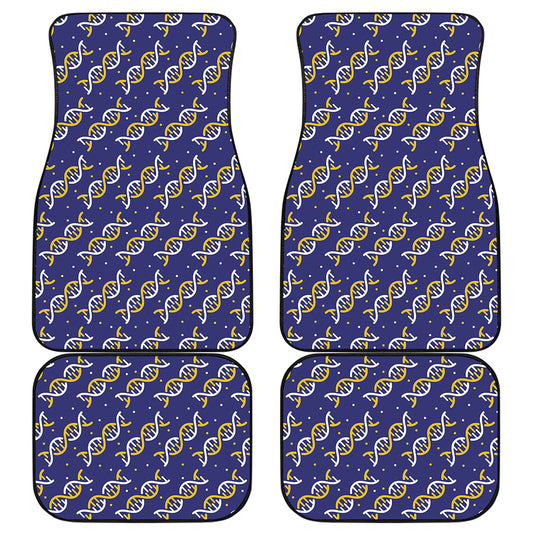 White And Yellow DNA Pattern Print Front and Back Car Floor Mats