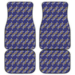 White And Yellow DNA Pattern Print Front and Back Car Floor Mats