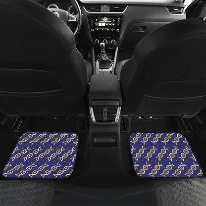 White And Yellow DNA Pattern Print Front and Back Car Floor Mats