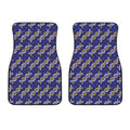 White And Yellow DNA Pattern Print Front Car Floor Mats