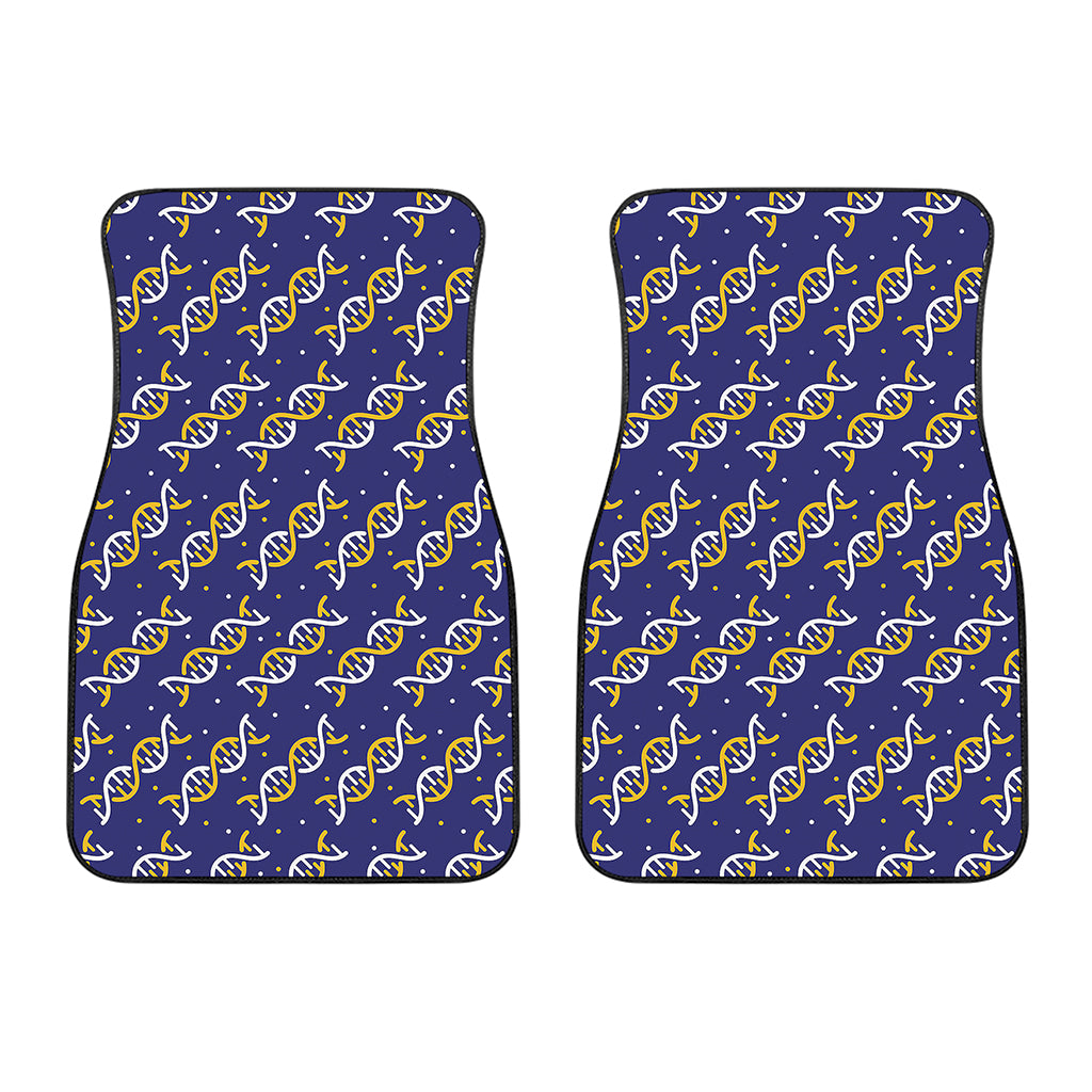 White And Yellow DNA Pattern Print Front Car Floor Mats