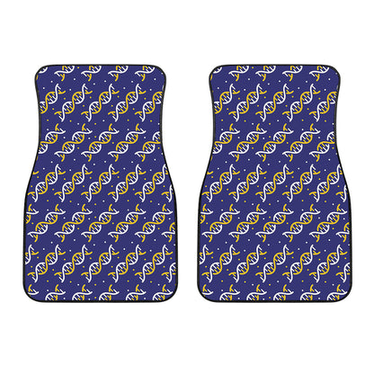 White And Yellow DNA Pattern Print Front Car Floor Mats