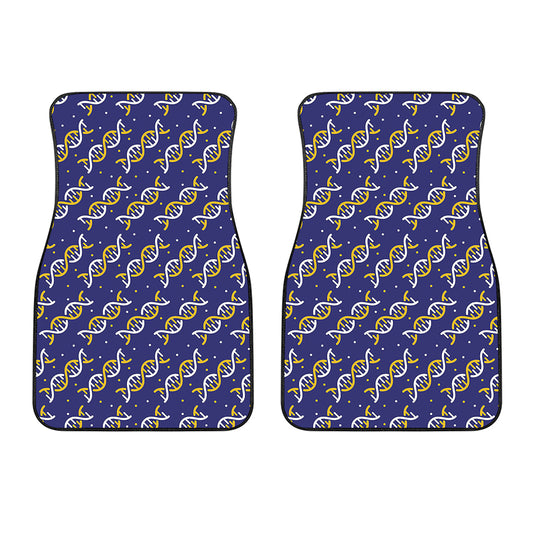 White And Yellow DNA Pattern Print Front Car Floor Mats