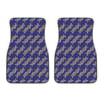 White And Yellow DNA Pattern Print Front Car Floor Mats