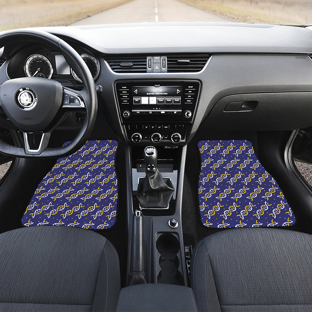 White And Yellow DNA Pattern Print Front Car Floor Mats