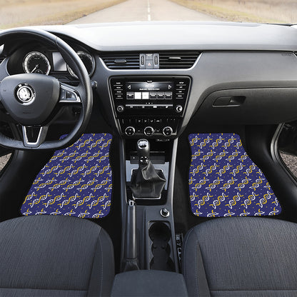 White And Yellow DNA Pattern Print Front Car Floor Mats