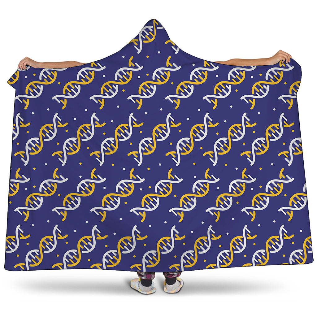 White And Yellow DNA Pattern Print Hooded Blanket