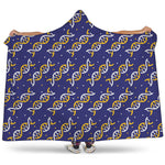 White And Yellow DNA Pattern Print Hooded Blanket