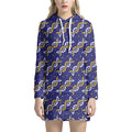 White And Yellow DNA Pattern Print Pullover Hoodie Dress
